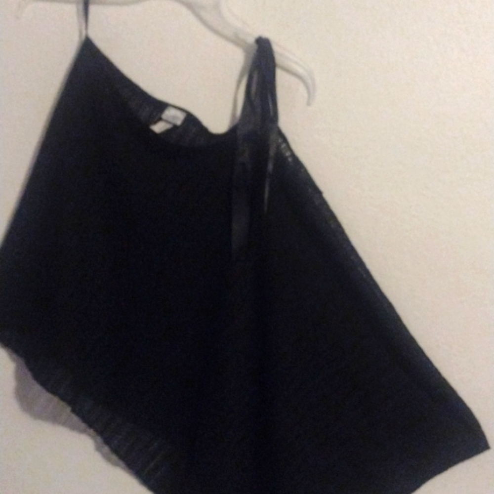 Shawl off one shoulder. Could be dressed up or down